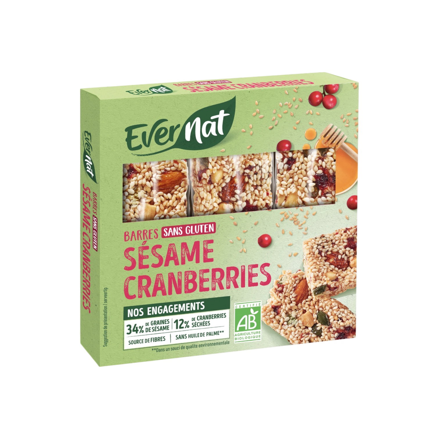 BARRE SESAME CRANBERRIES SANS GLUTEN 75G