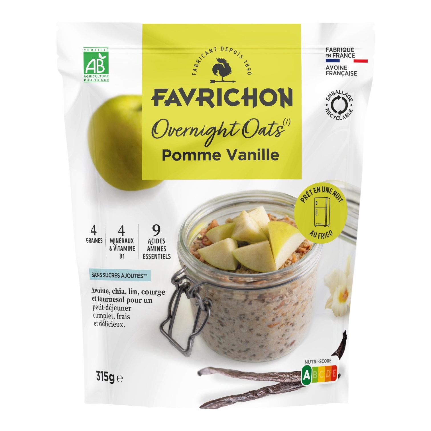 OVERNIGHT OATS PROTEINE POMME VANILLE 315G