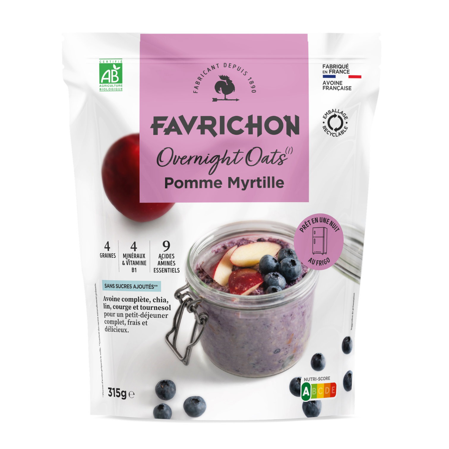 OVERNIGHT OATS POMME MYRTILLE 315G
