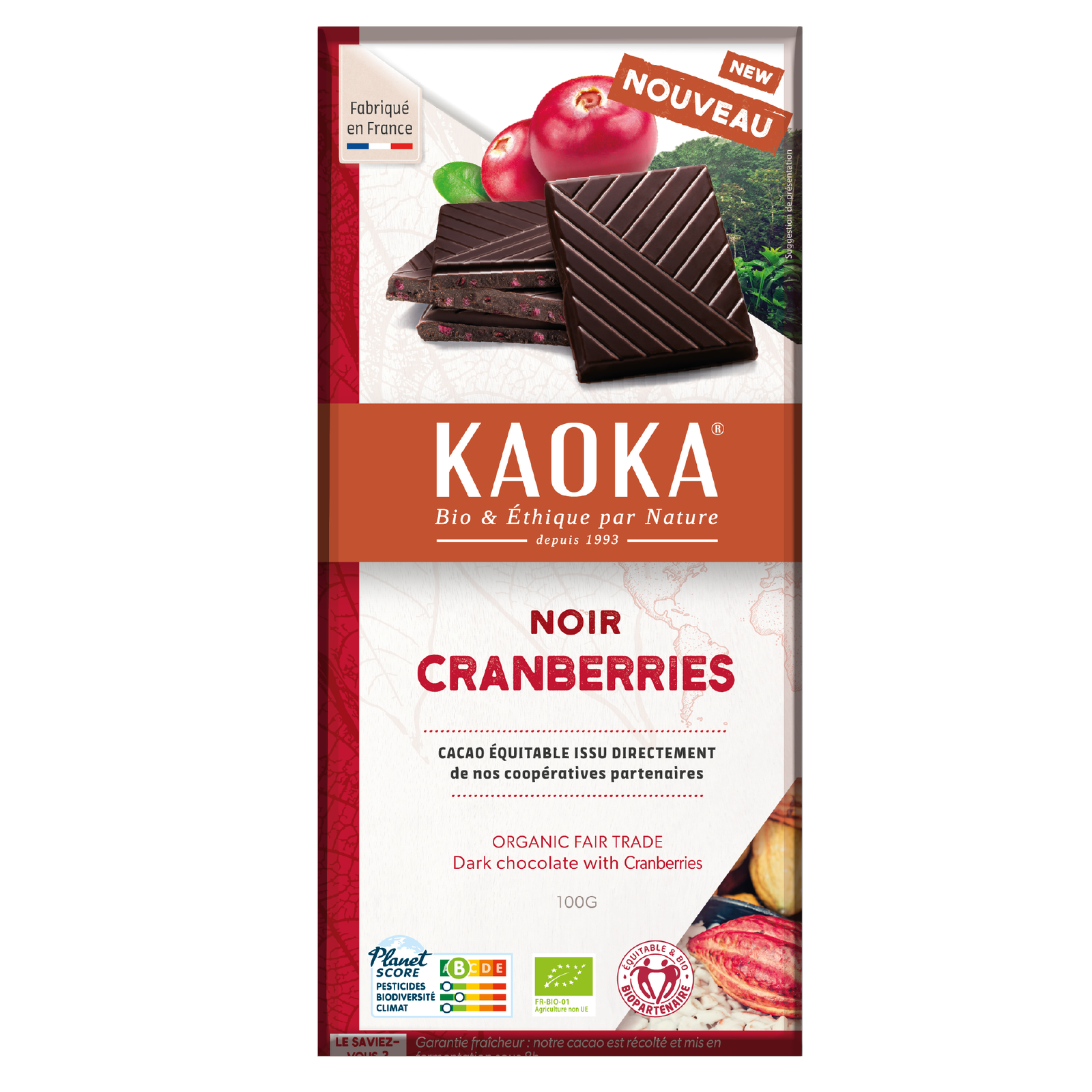 KAOKA NOIR 58% CRANBERRIES 100g