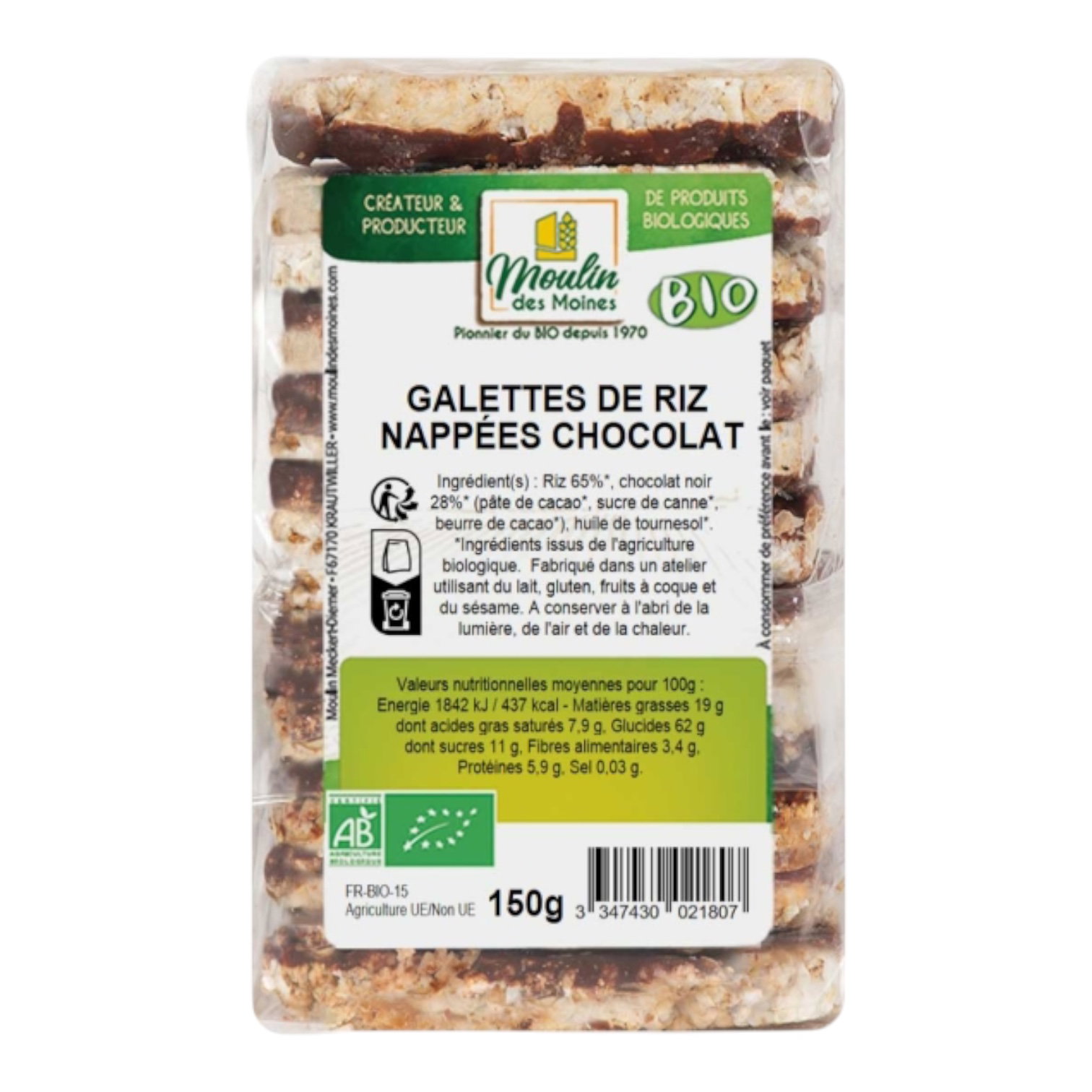 GALETTES RIZ CHOCOLAT 150G