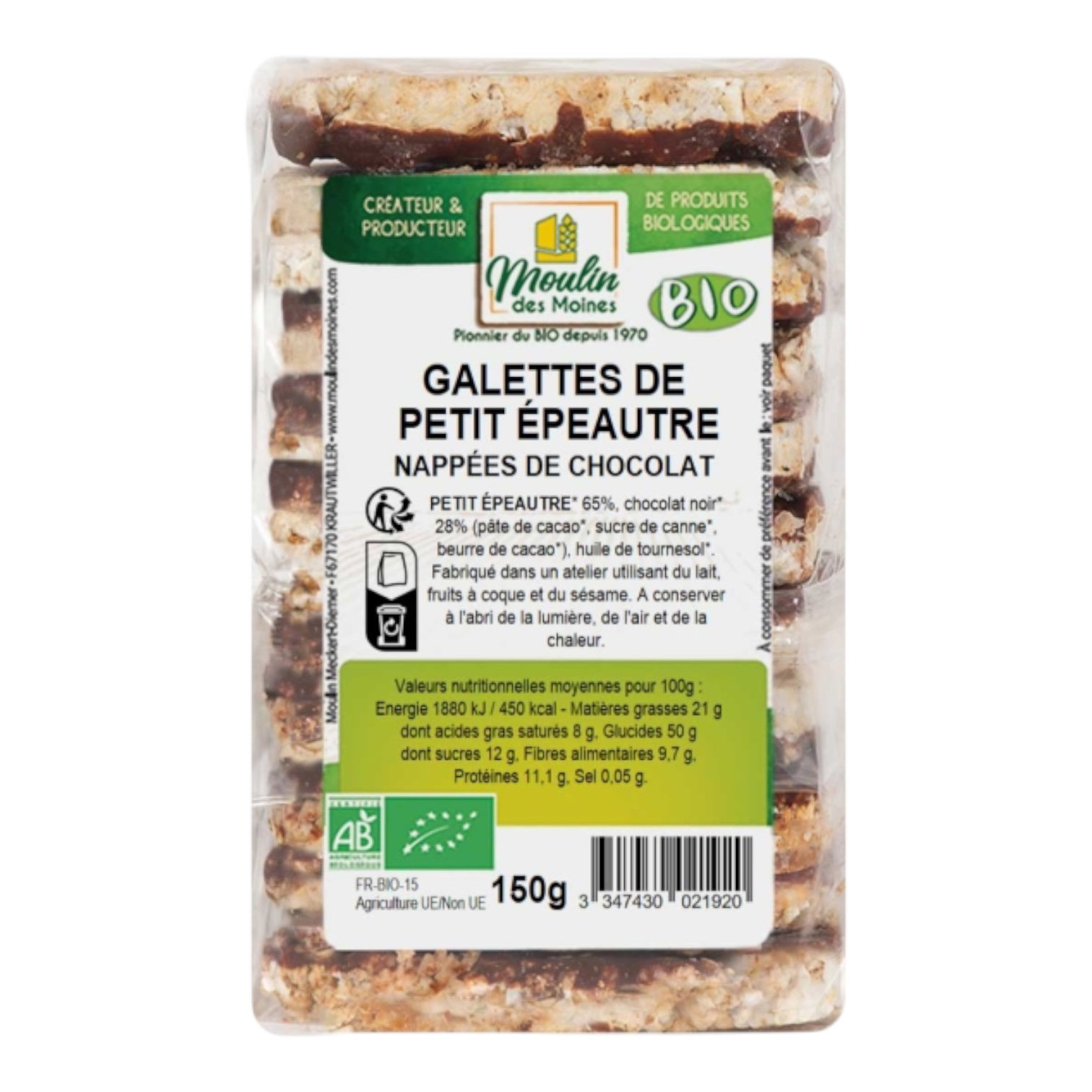 GALETTES PETIT EPEAUTRE CHOCOLAT 150G