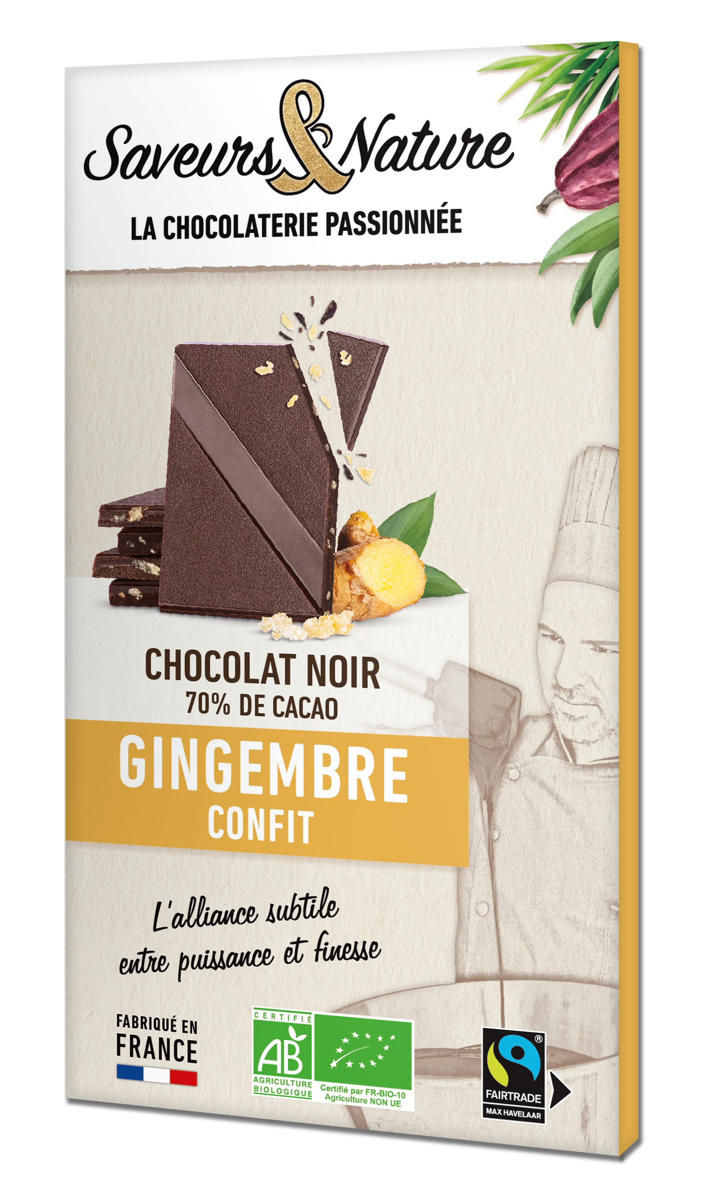 CHOCOLAT NOIR 70% GINGEMBRE 80G