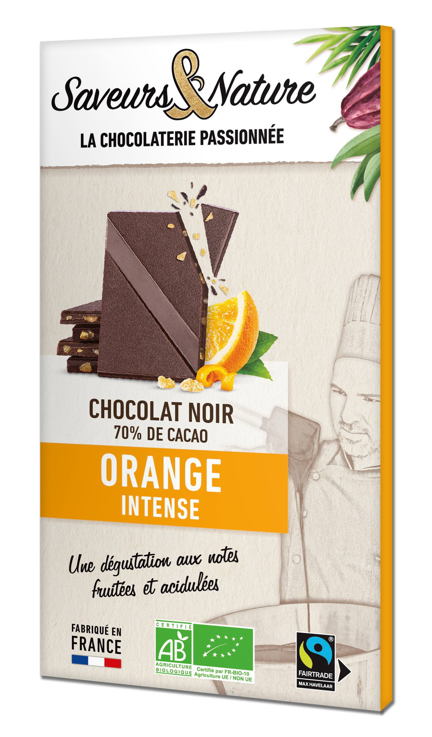 CHOCOLAT NOIR 70% ORANGE 80G