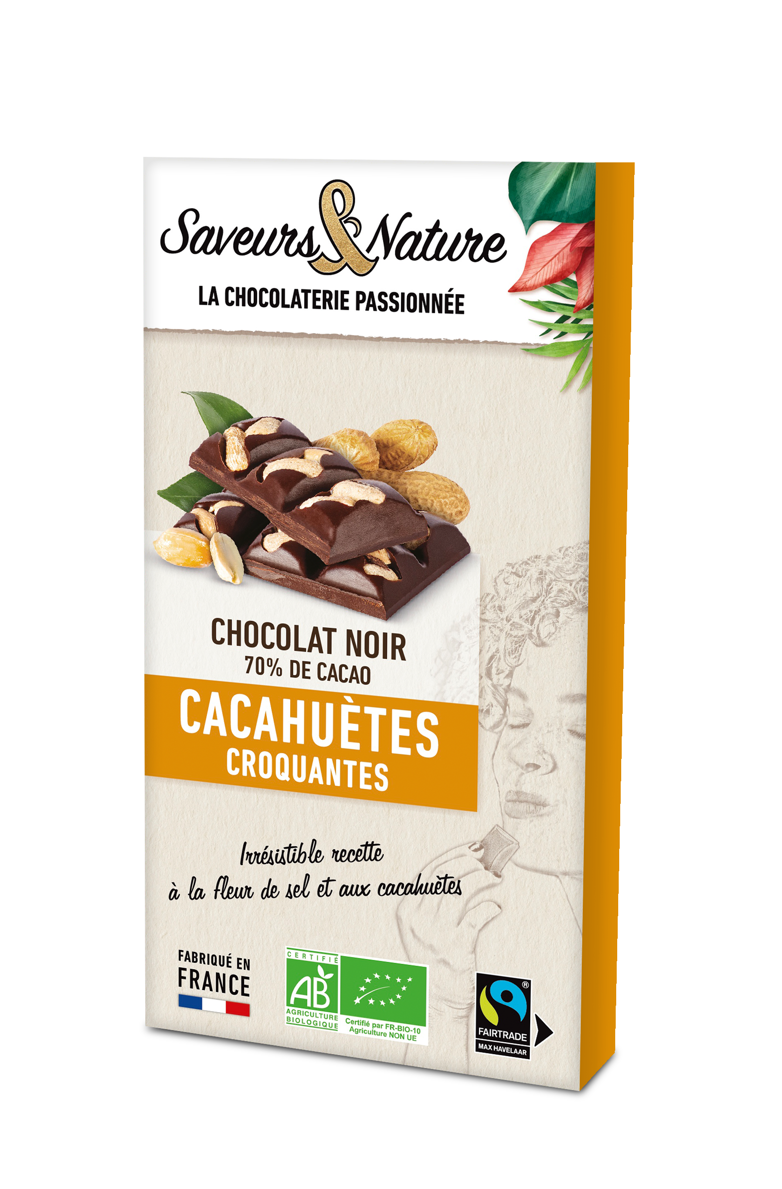 CHOCOLAT NOIR 70% CACAHUETES INCRUSTEES 100G