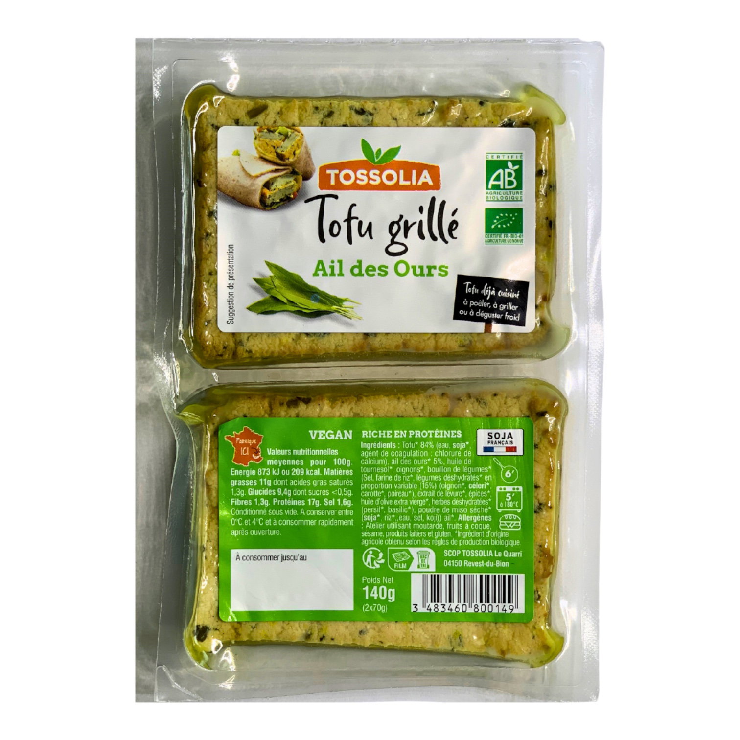 TOFU GRILLE AIL DES OURS 2X70G