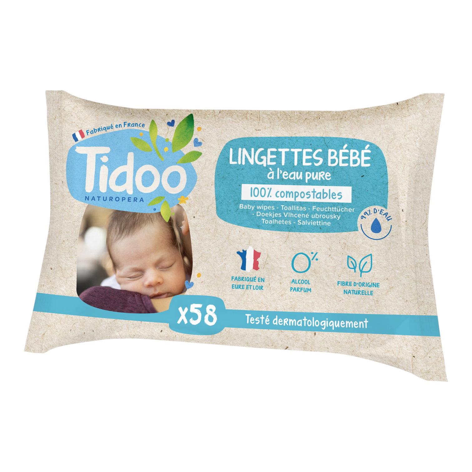 LINGETTES BEBE EAU PURE X58