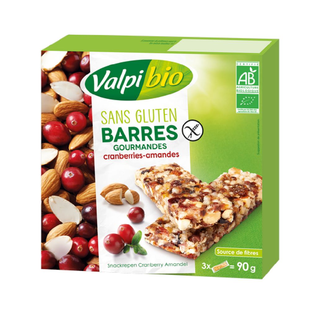 BARRES CRANBERRIES AMANDES 90G