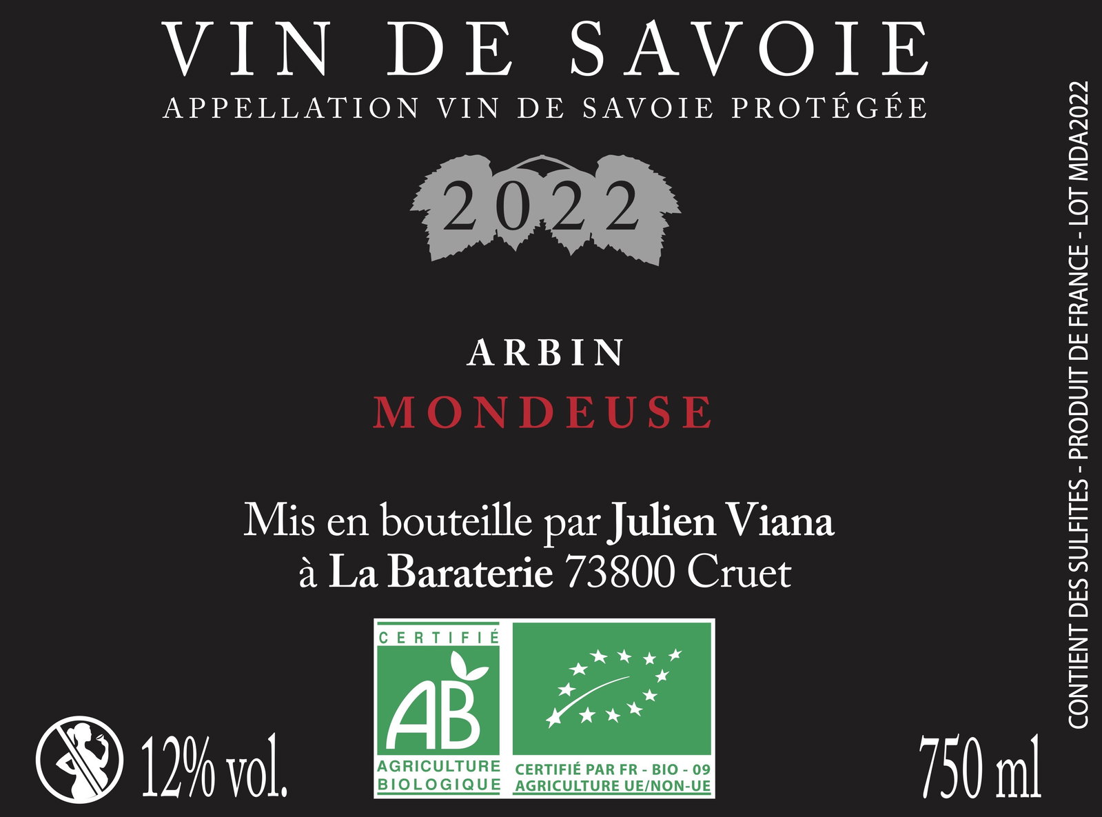 VIN ROUGE ARBIN MONDEUSE 75CL