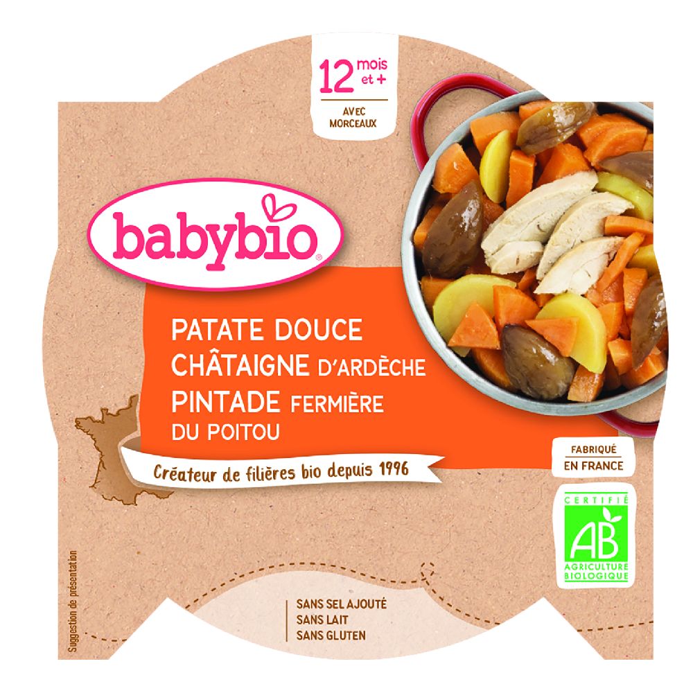 ASSIETTE PATATE DOUCE CHATAIGNE PINTADE 230g