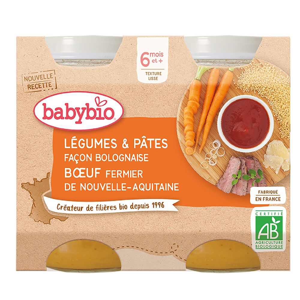 PPOT LEGUMES PATES BOLOGNAISE BOEUF 2x200g