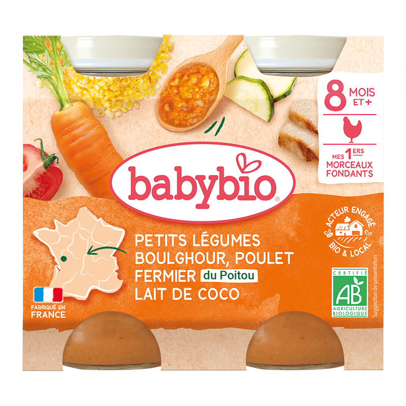 PPOT LEGUMES BOULGOUR POULET LAIT COCO 2x200g