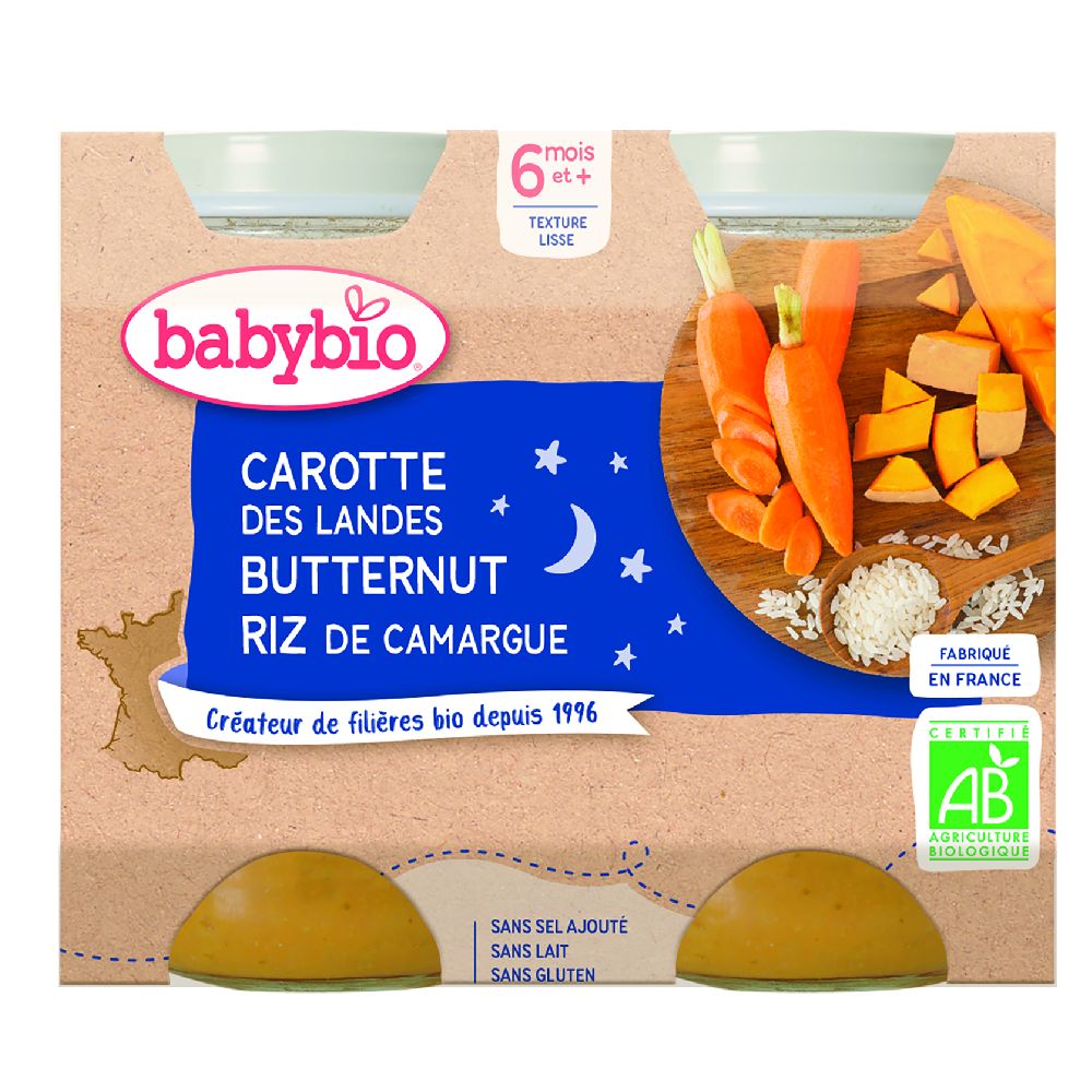 PPOT B.N. CAROTTE BUTTERNUT RIZ 2x200g